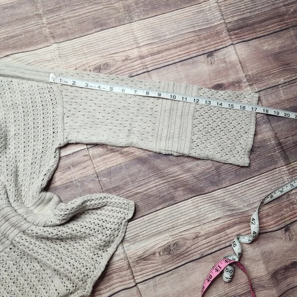 5/$15 Style & Co. Cream Crochet Boat Neck Long Sleeve Knit Sweater - Picture 4 of 7